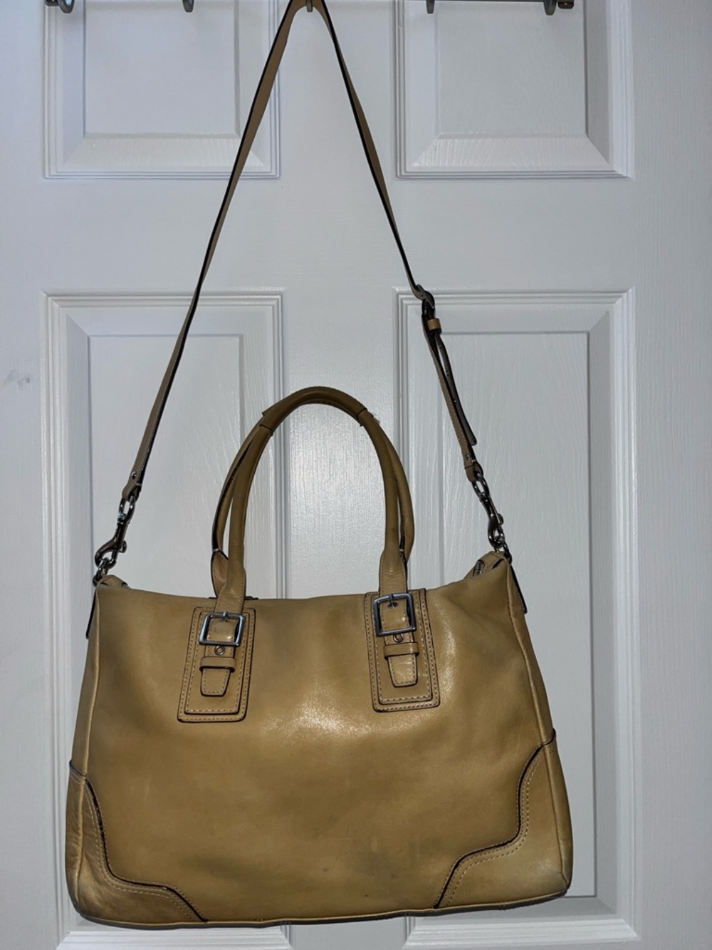Coach Leather Satchel Shoulder Bag in Tan - Picture 3 of 11